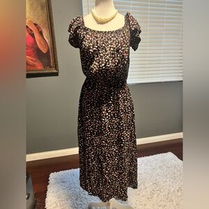 Kimchi Blue Black and Cream Maxi Sundress with Flutter Cap Sleeves